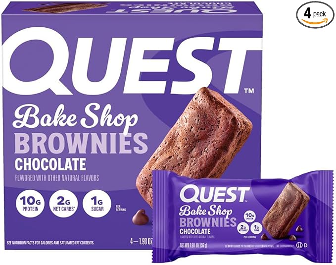 Quest Nutrition Bake Shop, Chocolate Brownies, 10g Protein, 2g Net Carbs, 1g Sugar, 4 Count