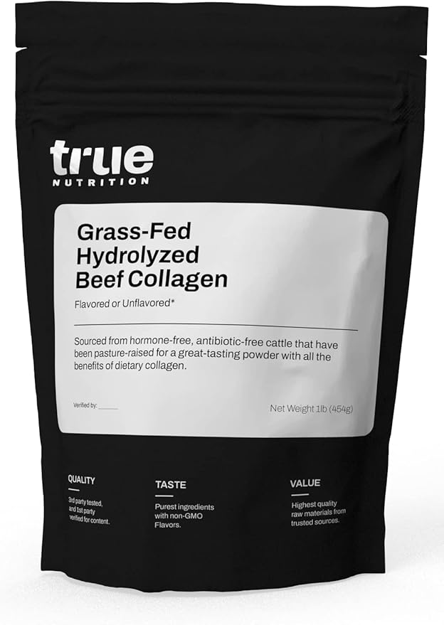 True Nutrition Hydrolyzed Collagen Powder - Grass Fed, Pasture-Raised Beef - 32g Collagen Protein per Serving - Paleo, Keto, Gluten Free, Dairy Free, Non-GMO - Unflavored - 1lb