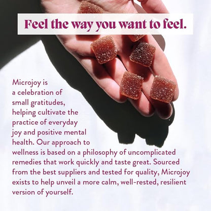Microjoy Elevate – Mood Support, Relaxation & Stress Relief Gummies – with L-Theanine, Lion’s Mane, 5-HTP & B6 – Vegan, Non-GMO – 30ct – Strawberry