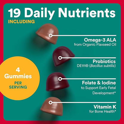 SmartyPants Organic Prenatal Vitamins for Women, Multivitamin: Probiotics, Biotin, Methylfolate, Omega3(ALA), VitaminD3,C, VitaminB12, B6, A, K2 & Zinc,Choline, (30 Day Supply), 120 Count (Pack of 2)