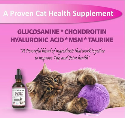 NODENS Cat Hip and Joint Liquid Glucosamine for Cats with Chondroitin – All Natural Cat Joint Supplement for Senior Cats Pain Relief Anti-inflammatory for Improved Joint Flexibility & Mobility 2oz