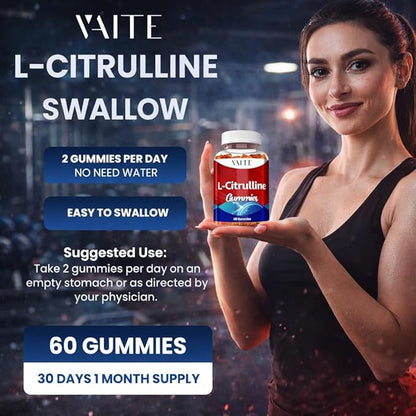 L Citrulline Gummies for Men - Powerful Vasodilator with Calcium, 1600mg per Serving, Extra Strength, Boosts Nitroxyl and Nitric Oxide Production, Supports Energy and Endurance, 60 Chewable Gummy