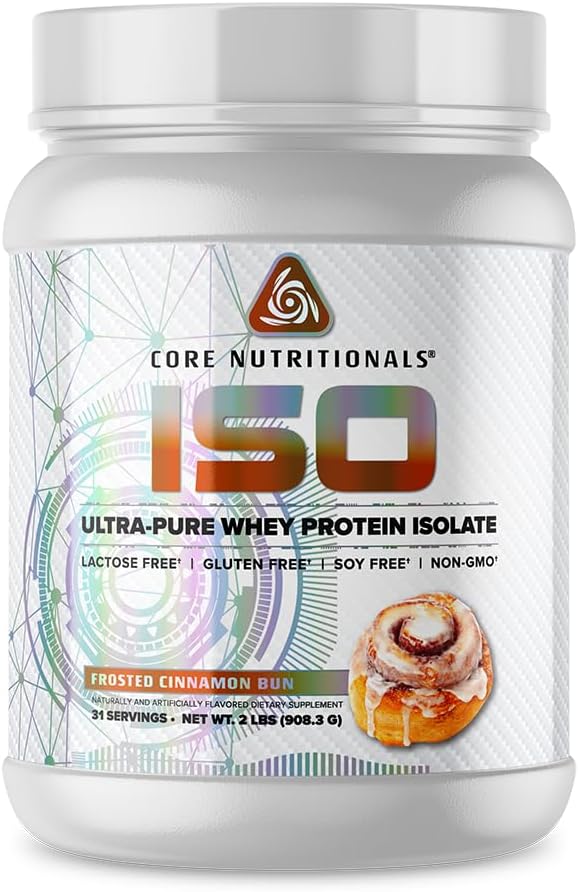 Core Nutritionals ISO Whey Protein Isolate | High-Purity Protein from Whey Isolate | Lean Muscle & Recovery Support | 31 Servings (Frosted Cinnamon Bun)