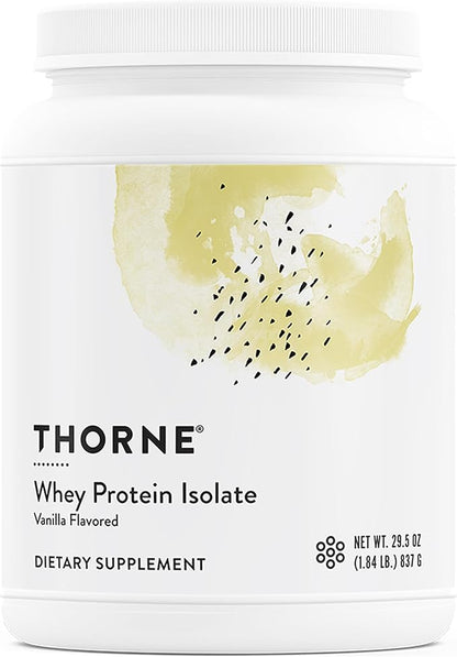 THORNE - Whey Protein Isolate - Balanced Amino Acids Profile with BCAAs - 21 Grams of Easy to Digest Whey Protein Powder - NSF Certified for Sport - Vanilla - Gluten & Soy-Free - 30 Servings