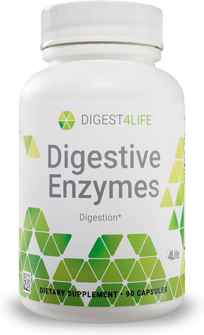 4Life Digestive Enzymes - Supports Digestive and Intestinal Health, Food Absorption, and Breakdown of Protein, Carbohydrates, and Fats - 90 Capsules