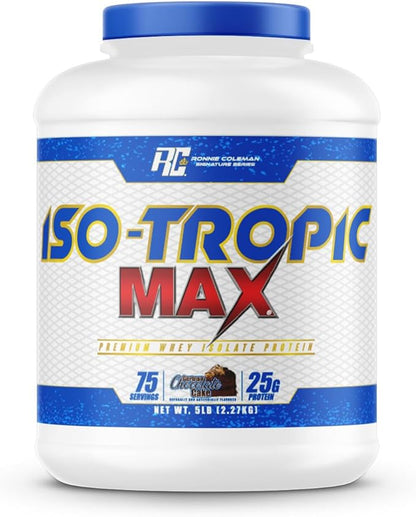 Ronnie Coleman 5lbs Chocolate Whey Isolate Protein Powder | 25g Protein with 75 Servings | German Chocolate Cake Pre Workout Powder for Men & Women, Low Sugar Supplement for Lean Muscle Support