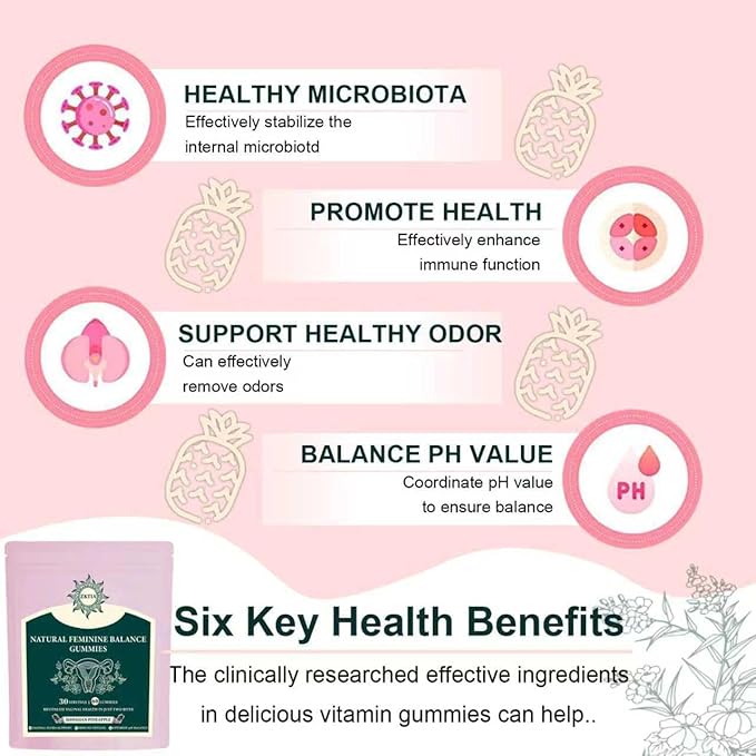 Premium Feminine Balance Gummies - Vaginal Probiotics for Women’s Health & Wellness - Immune Support PH Balance - Vegan, Gluten-Free - Hawaiian Pineapple - 60 Gummies - 30 Servings