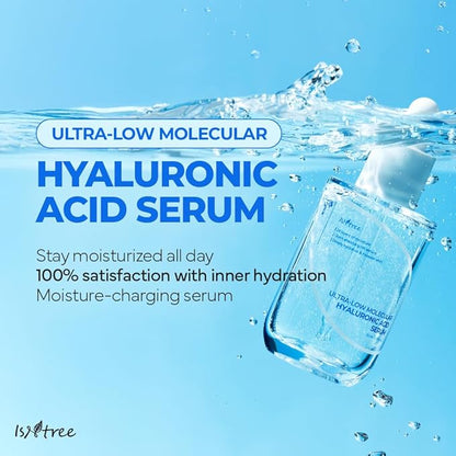 ISNTREE Ultra-Low Molecular Hyaluronic Acid Serum 1.69 fl.oz | Vegan Korean Skincare | 14-Complex Hyaluronic Acid | Deep Hydration | Lightweight & Fast-Absorbing