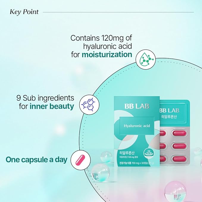 BB LAB Hyaluronic Acid Supplement, Korea Hyaluronic Acid 120mg, Skin Hydration, Moisture Support, Fast Absorption, Capsule Type