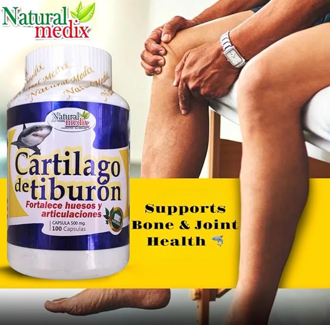 Cartilage – Joint Support Supplement with Glucosamine, Collagen & Magnesium – 100 Caps - Cartílago de Tiburon