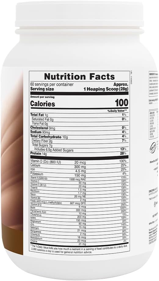 NaturesPlus SPIRU-TEIN, Chocolate - 3.7 lbs - Plant-Based Protein Shake - Non-GMO, Vegetarian, Gluten Free - 60 Servings