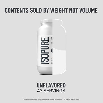 Isopure Zero Carb 100% Pure Whey Isolate Protein Powder, Gluten Free, with Vitamins, Unflavored, 25g Protein Per Serving, 3 Lbs, 47 Servings (Packaging May Vary)
