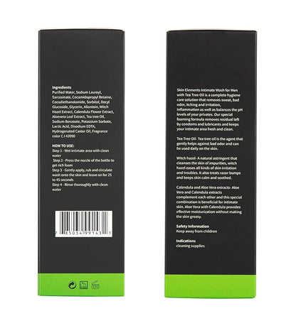Impressive Beauty Intimate Wash for Men Natural Organic with Tea Tree Oil | pH Balanced Foam Cleansing | Removes Sweat, Bad Odor, Itching, and Irritation | 4.05 fl. oz.