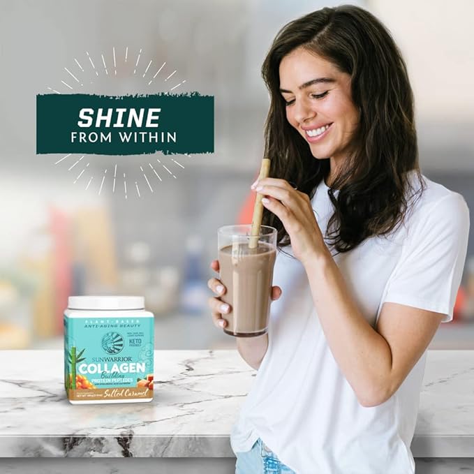 Vegan Collagen Protein Powder for Women Silica Plant Based Collagen Powder with Vegan Hair Skin and Nails Vitamins Non-GMO No Added Sugar Soy Dairy & Gluten Free (Salted Caramel, 20 Servings)
