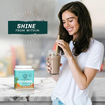 Vegan Collagen Protein Powder for Women Silica Plant Based Collagen Powder with Vegan Hair Skin and Nails Vitamins Non-GMO No Added Sugar Soy Dairy & Gluten Free (Salted Caramel, 20 Servings)