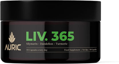 Auric Herbal Liver Support Supplement | Milk Thistle (Silymarin), Turmeric, Garlic, Ginger for Liver Health | Advanced Detox & Cleansing Formula for Active Liver | 60 Capsules