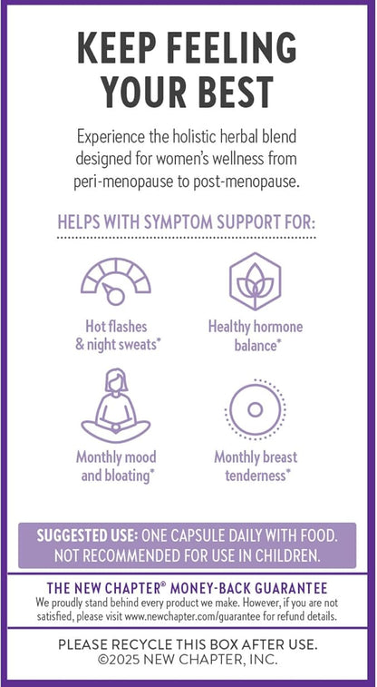 New Chapter Menopause Supplement - Estrotone Herbal Hormone Balance for Women in Perimenopause, with Black Cohosh for Hot Flash Relief & to Reduce Night Sweats + Vitex, No Added Hormones - 60 ct