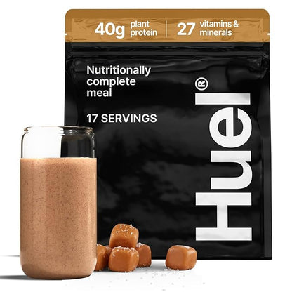 Huel Black Edition | Salted Caramel 40g Vegan Protein Powder | Nutritionally Complete Meal Replacement | 27 Vitamins and Minerals, Gluten Free | 17 Servings