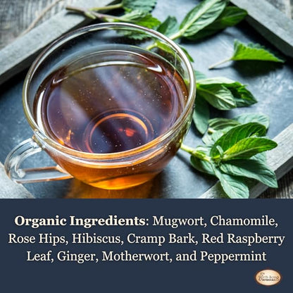 Birth Song Botanicals Organic Moon Cycle Menstrual Tea for Women, Herbal Period Cramp & PMS Relief, Hormone Balance, Bloat & Cycle Support Raspberry Leaf, Mugwort & Chamomile 30 Servings