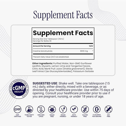Rho Nutrition Liposomal Creatine Monohydrate - Ultra High Absorption Liquid Creatine Supplement – Promotes Lean Muscle Mass & Recovery, Supports Brain Function & Enhances Cellular Energy Production