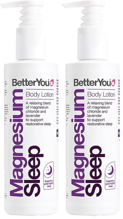 BetterYou Magnesium Sleep Body Lotion - Relaxing Body Lotion - Magnesium Body Cream with Lavender and Chamomile Blend - Sore Muscle Relief - 6.08 oz (Pack of 2)