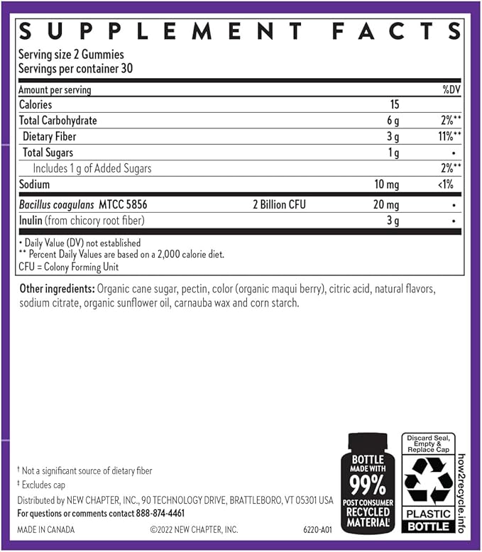 New Chapter Probiotic Gummies for Women and Men, All-Flora (1 Month Supply) – 55% Less Sugar+, Formulated for Holistic Gut Health Support with Probiotics + Prebiotic Fiber + 100% Vegan + Non-GMO