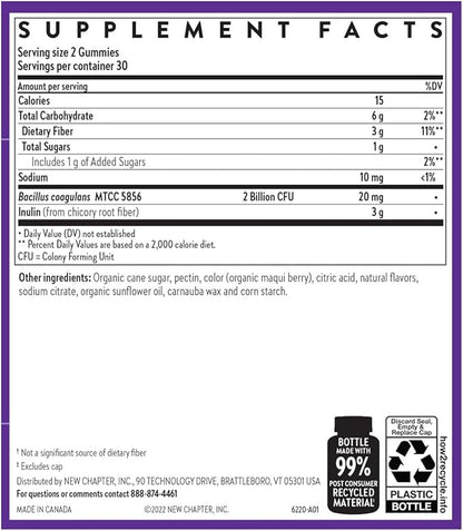New Chapter Probiotic Gummies for Women and Men, All-Flora (1 Month Supply) – 55% Less Sugar+, Formulated for Holistic Gut Health Support with Probiotics + Prebiotic Fiber + 100% Vegan + Non-GMO