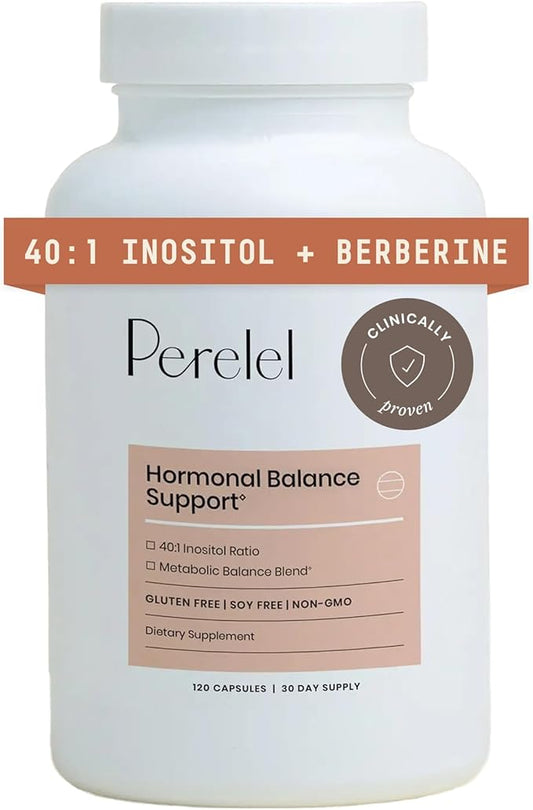 Perelel Hormone Balance Support, Myo & D Chiro Inositol, Womens Inositol Supplement with Berberine, Alpha Lipoic Acid, & Dim to Support Female Health, Soy, Dairy & Gluten Free, Non GMO, 120 Capsules
