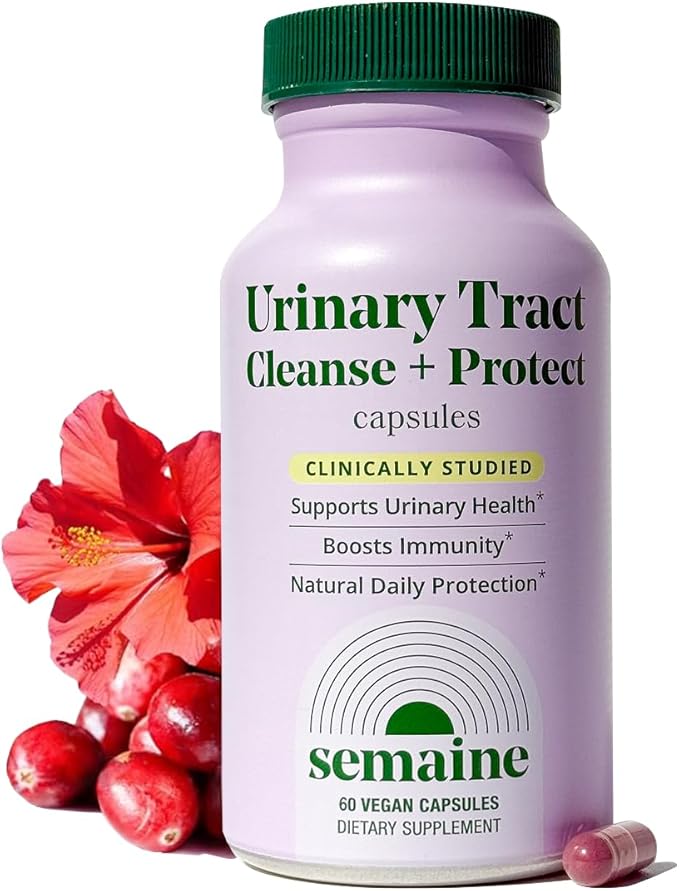 Semaine Urinary Tract Cleanse & Protect - 60 ct, Bladder Support Supplement for Women, Flushes Urinary Tract. Combines Cranberry Proanthocyanidins with Hibiscus
