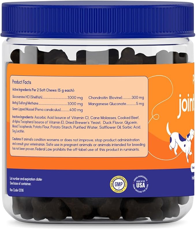 PupGrade Joint Support Supplement for Dogs - Glucosamine + Chondroitin with MSM and Perna - Supports Normal Hip & Joint Health for Occasional Discomfort, Beef Flavor - 360 Soft Chews