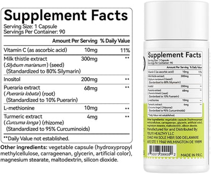 OxyEnergy Silymarin Milk Thistle 300mg Extract with Vitamin C, Inositol & Pueraria, Liver Detox & Repair Support, Antioxidant Support,90 Capsules, Pack of 3