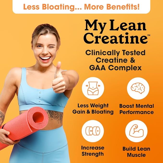 Fit & Lean Creatine for Women, My Lean Creatine Powder Complex with GAA, Muscle Performance, Cognitive Function and Less Bloating, Reduced Water Retention (6.46 Ounce (Pack of 1), Rainbow Sherbert)