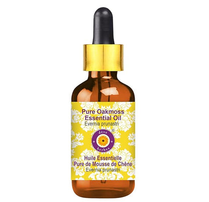 Deve Herbes Pure Oakmoss Essential Oil (Evernia prunastri) with Glass Dropper Steam Distilled 50ml (1.69 oz)