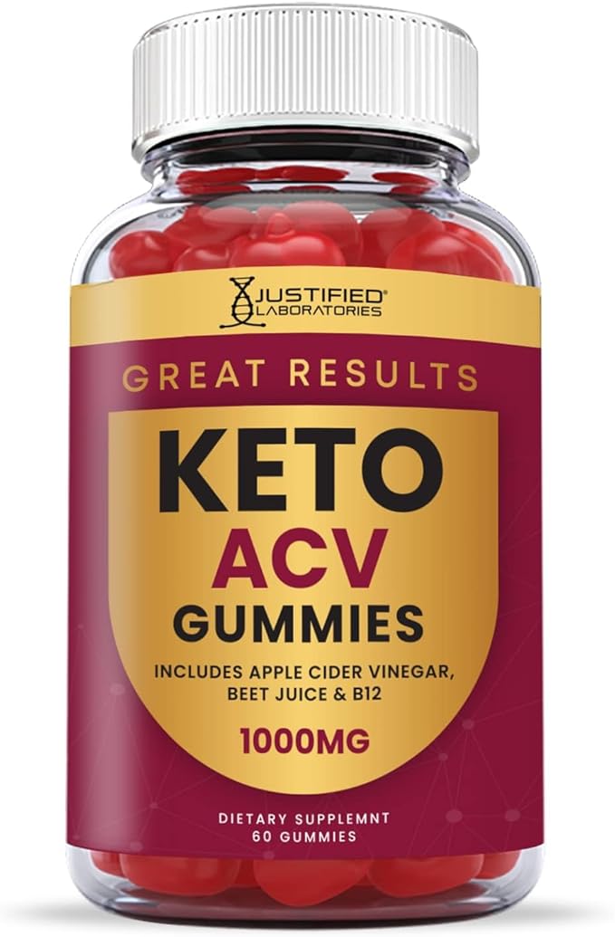 Justified Laboratories (2 Pack) Great Results Keto ACV Gummies 1000MG with Pomegranate Juice Beet Root B12 120 Gummys