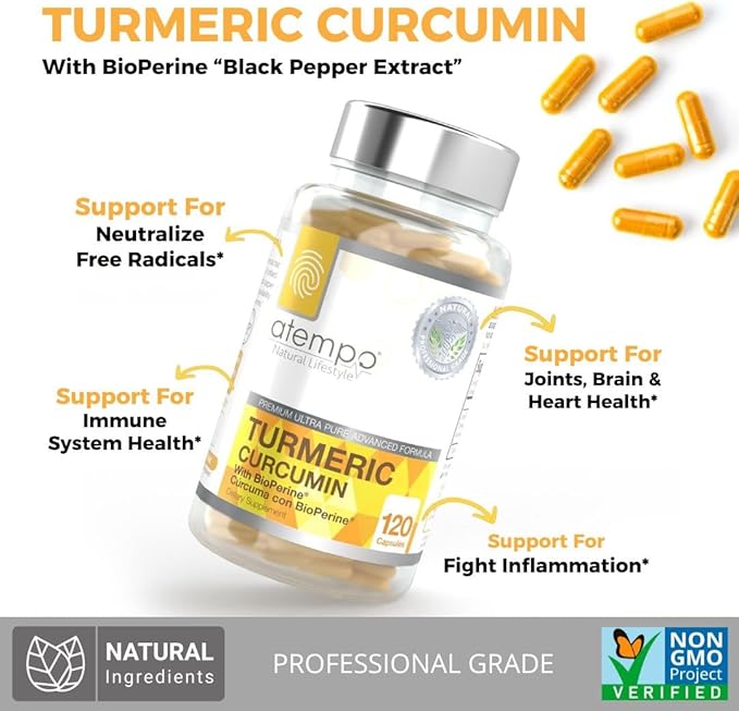 Turmeric Curcumin Supplement with Black Pepper Extract 1500mg – Absorption, Supports Joint Health – Non-GMO, 120 Vegan Capsules