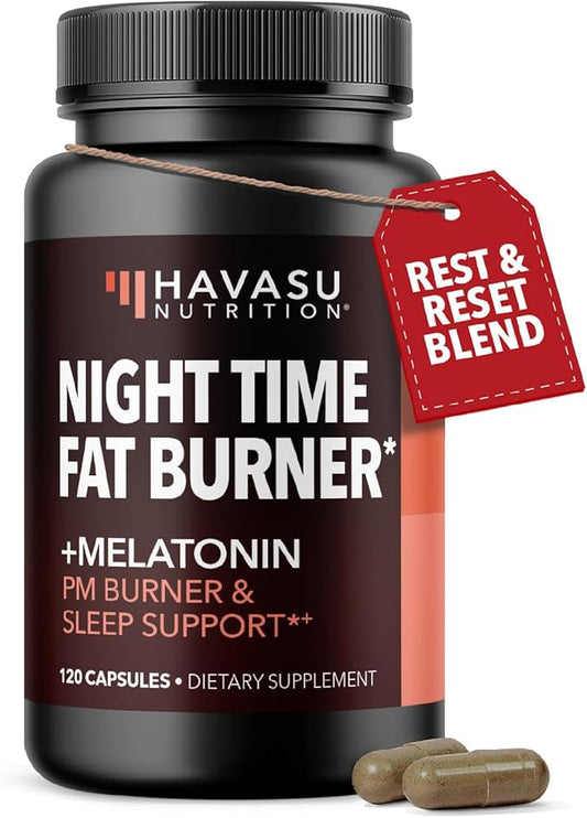 Night Time Fat Burner Metabolism Booster | Appetite Suppressant & Supplement to Support Weight Loss | 120 Weight Loss Supplement Pills for Men