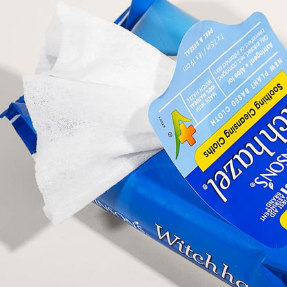 T.N. Dickinson's Witch Hazel Soothing MultiUse Cleansing Cloth, 4 Pack, 25 Cloths Per Pack,white