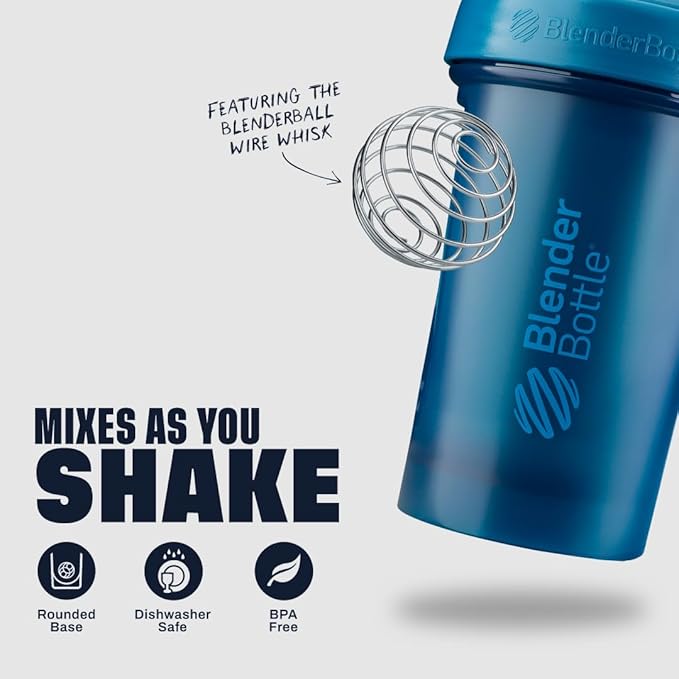 BlenderBottle Classic V2 Shaker Bottle Perfect for Protein Shakes and Pre Workout, 45-Ounce, Ocean Blue
