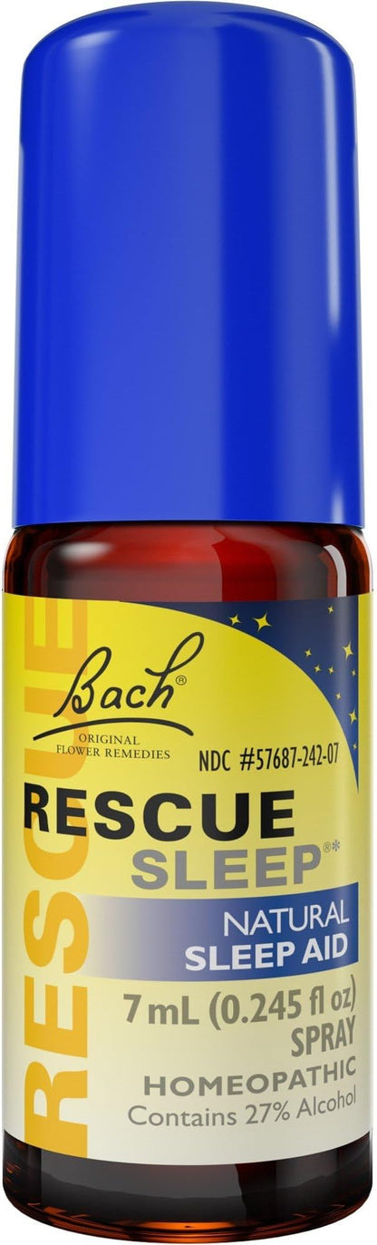 Bach RESCUE SLEEP Spray 7mL, Natural Sleep & Stress Relief Aid, Homeopathic Flower Essence, Vegan, Free of Melatonin, Sugar, and Gluten, Non-Narcotic, Non-Habit Forming