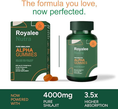 10-in-1 Alpha Gummies for Men – 4000 mg Himalayan Shilajit with Tongkat Ali & Maca – 75% Fulvic Acid, Sugar-Free Vegan Energy and Vitality Support, 85+ Trace Minerals, 60 Count