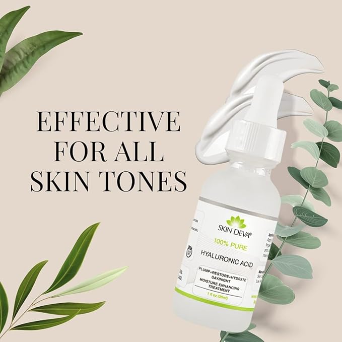 Skin Deva 100% Pure Hyaluronic Acid Serum for Face – Hydrating Facial Serum to Help Plump and Smooth the Appearance of Fine Lines – Lightweight Moisture Boost for All Skin Types – Pack of 2