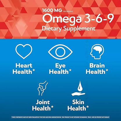Omega 3-6-9 Dietary Supplement (325 ct.) - Promote Visual Function and Eye Health - Support Heart, Cardiovascular Health, Healthy Skin, Hair and Overall Health (Omega 3-6-9)