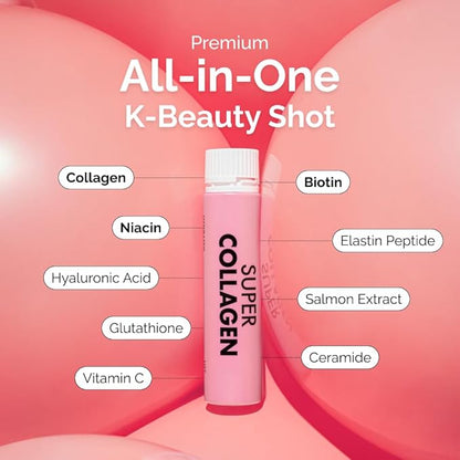 VITALBEAUTIE Super Collagen Drink – 3,500mg Low‑Molecular Fish Collagen (5 Types) – K‑Beauty Liquid Beauty Ampoules, Mixed Berry Flavor (Naturally & Artificially Flavored) – 14 x 25 mL