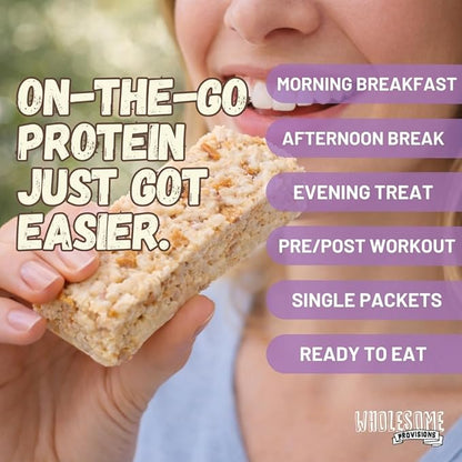 Protein Crispy Rice Treats, 15g Protein, 3g-7g Net Carbs, Low Carb, Fluffy, Soft, Chewy, Gluten Free, High Fiber, Keto-Friendly, No Aftertaste (Salted Toffee Crunch, 3 Pack)