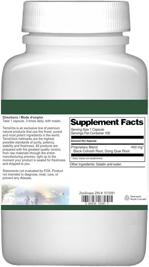 Black Cohosh and Dong Quai Combination - 450 mg (100 Capsules, ZIN: 513391)