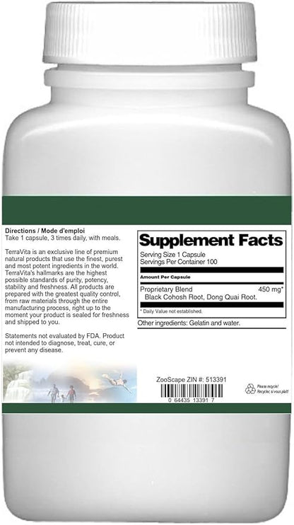 Black Cohosh and Dong Quai Combination - 450 mg (100 Capsules, ZIN: 513391)