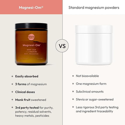 Moon Juice Magnesi-Om Magnesium Powder Supplement - Chelated Magnesium Complex + L-Theanine Blend for Rest, Relaxation & Regularity - Vegan, Non-GMO & No Sugar, Berry Sticks, 0.14 oz, 18 Servings