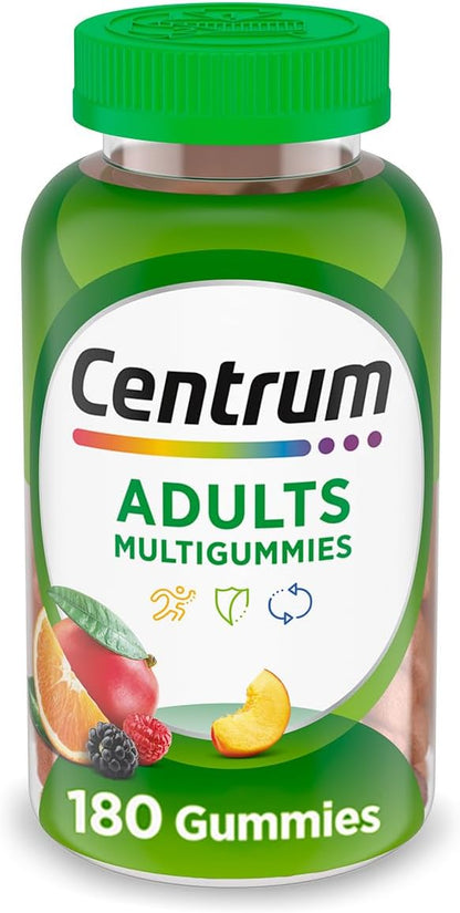 Centrum MultiGummies Gummy Multivitamin for Adults, Multivitamin/Multimineral Supplement with Vitamins D, B and E, Assorted Fruit Flavor - 18 Count