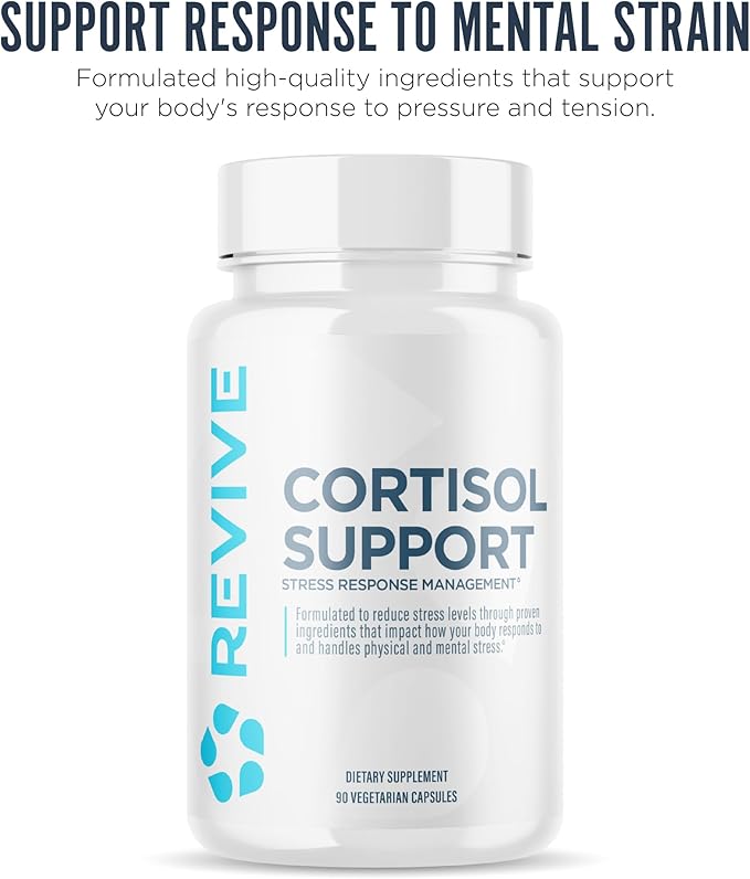 Revive MD Cortisol Manager, 90 Vegetarian Capsules - Cortisol Supplement w/Magnesium & L-Theanine Support Health, Focus, Energy, Fatigue, & Adrenal Gland Function - Vegan & Gluten-Free (30 Servings)