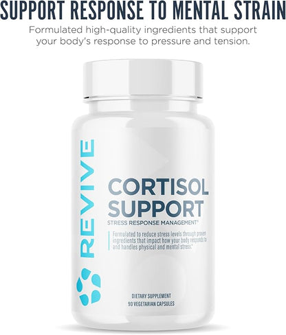 Revive MD Cortisol Manager, 90 Vegetarian Capsules - Cortisol Supplement w/Magnesium & L-Theanine Support Health, Focus, Energy, Fatigue, & Adrenal Gland Function - Vegan & Gluten-Free (30 Servings)